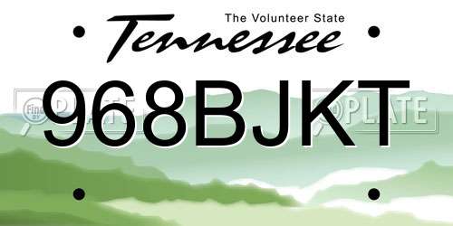 968BJKT Tennessee License Plate