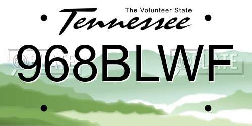 968BLWF Tennessee License Plate