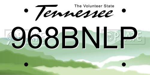 968BNLP Tennessee License Plate