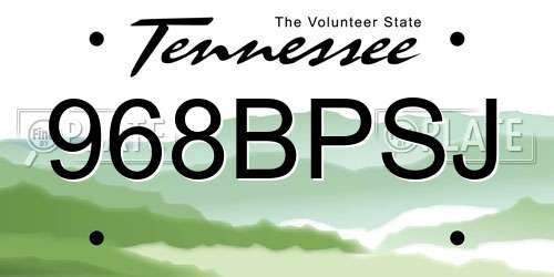 968BPSJ Tennessee License Plate