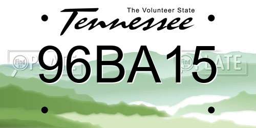 96BA15 Tennessee License Plate