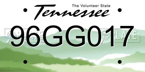 96GG017 Tennessee License Plate
