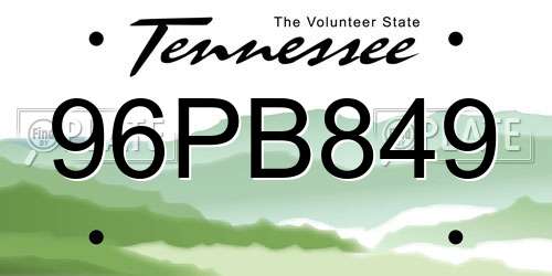 96PB849 Tennessee License Plate