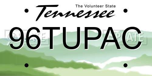 96TUPAC Tennessee License Plate