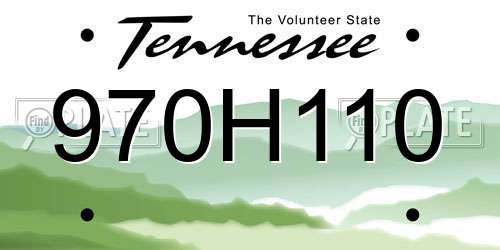 970H110 Tennessee License Plate