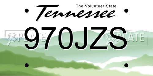 970JZS Tennessee License Plate
