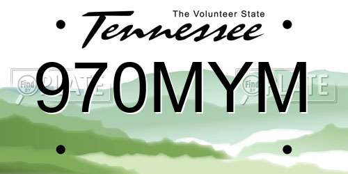 970MYM Tennessee License Plate