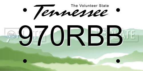 970RBB Tennessee License Plate