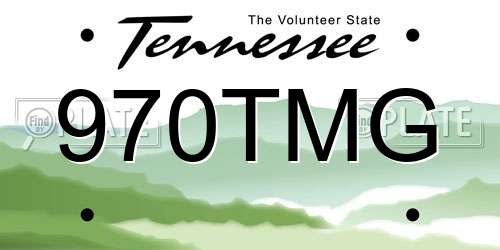 970TMG Tennessee License Plate