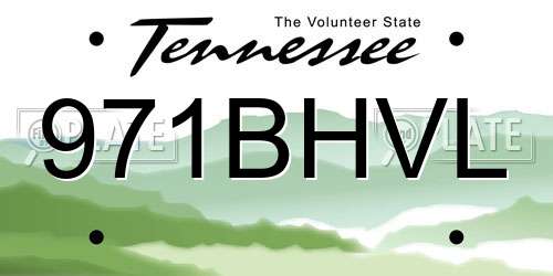 971BHVL Tennessee License Plate