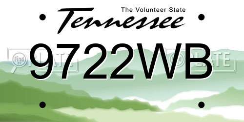 9722WB Tennessee License Plate