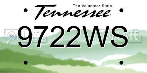 9722WS Tennessee License Plate