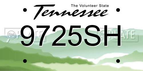 9725SH Tennessee License Plate