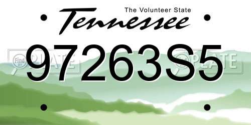97263S5 Tennessee License Plate