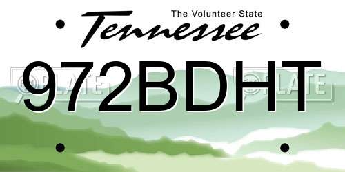 972BDHT Tennessee License Plate