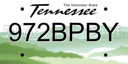 972BPBY Tennessee License Plate