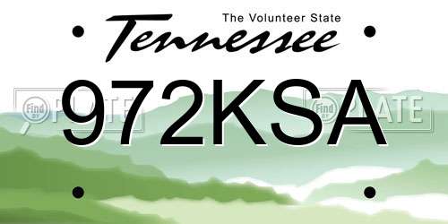 972KSA Tennessee License Plate