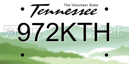 972KTH Tennessee License Plate