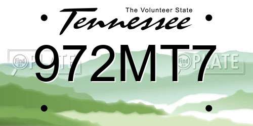 972MT7 Tennessee License Plate