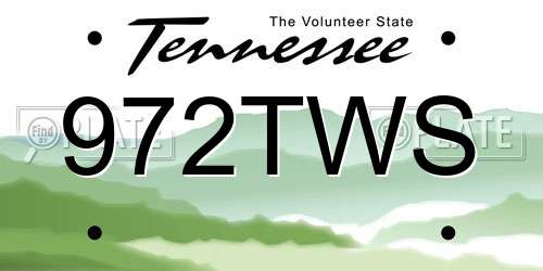 972TWS Tennessee License Plate