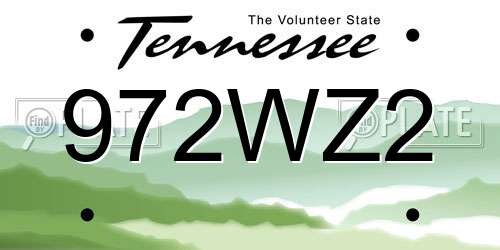 972WZ2 Tennessee License Plate