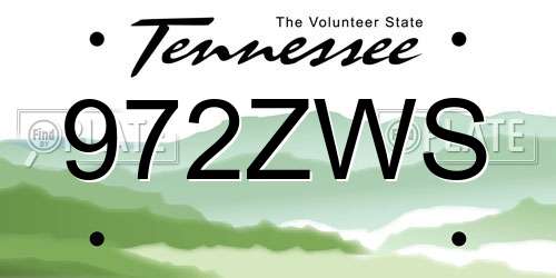 972ZWS Tennessee License Plate