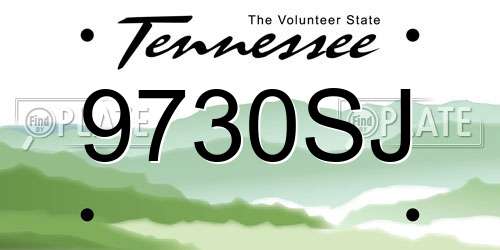 9730SJ Tennessee License Plate
