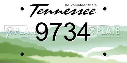 9734 Tennessee License Plate