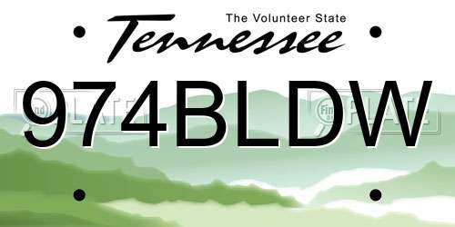 974BLDW Tennessee License Plate