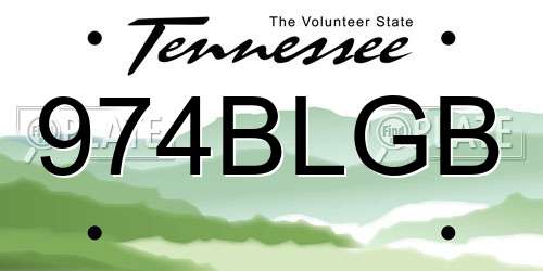 974BLGB Tennessee License Plate