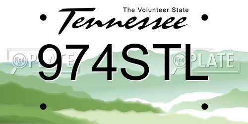 974STL Tennessee License Plate
