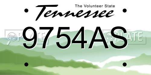 9754AS Tennessee License Plate