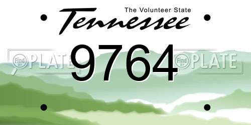 9764 Tennessee License Plate