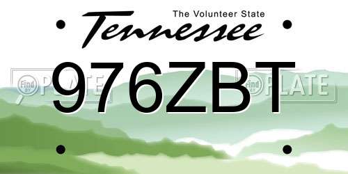 976ZBT Tennessee License Plate
