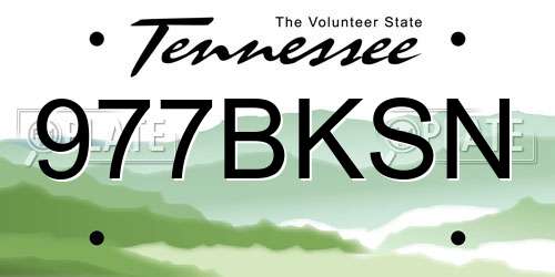 977BKSN Tennessee License Plate