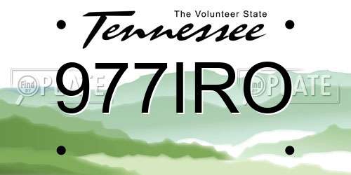 977IRO Tennessee License Plate