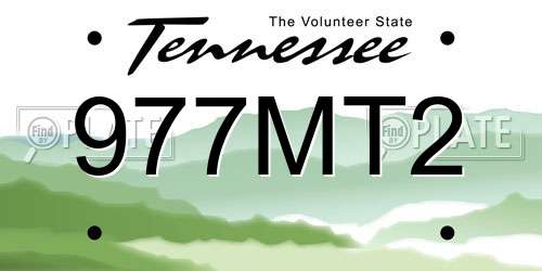 977MT2 Tennessee License Plate