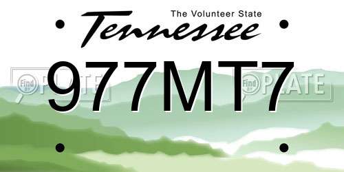 977MT7 Tennessee License Plate