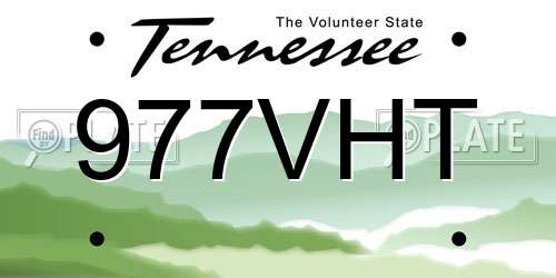 977VHT Tennessee License Plate