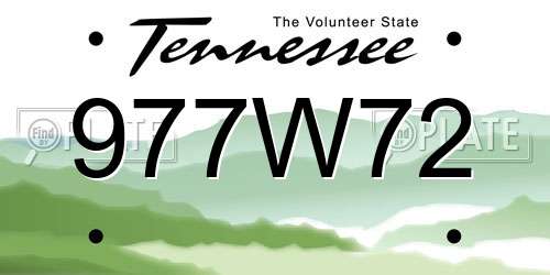 977W72 Tennessee License Plate