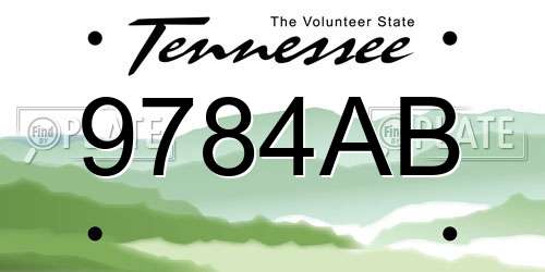 9784AB Tennessee License Plate