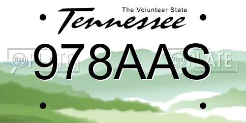 978AAS Tennessee License Plate
