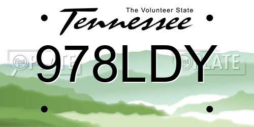 978LDY Tennessee License Plate
