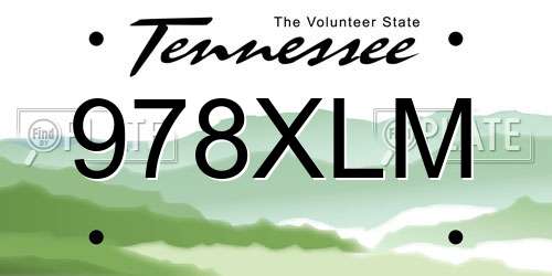 978XLM Tennessee License Plate