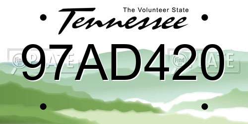 97AD420 Tennessee License Plate