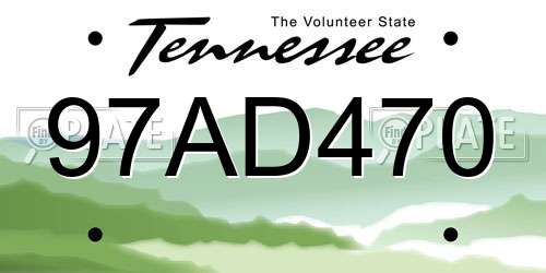 97AD470 Tennessee License Plate
