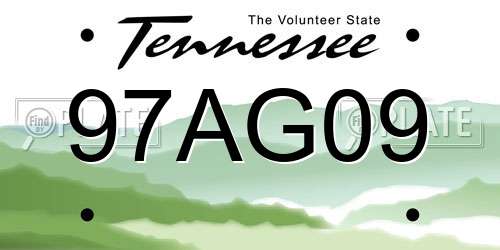 97AG09 Tennessee License Plate