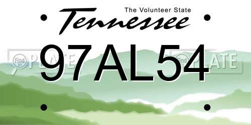 97AL54 Tennessee License Plate