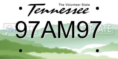 97AM97 Tennessee License Plate