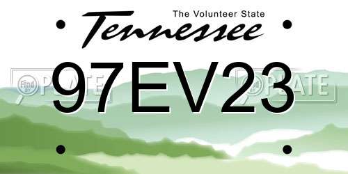 97EV23 Tennessee License Plate
